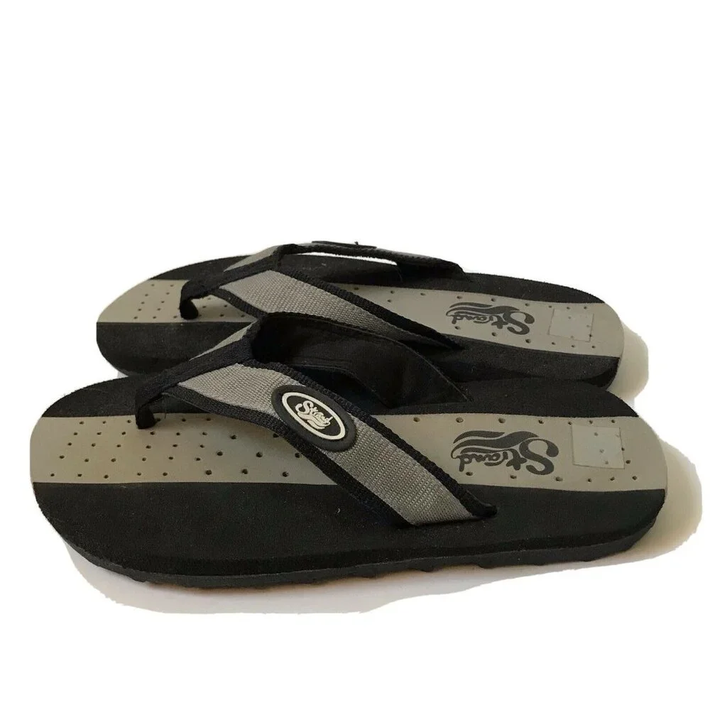 Strand‎  vintage flip flops thong sandals black foam fabric strap Men Size 8/9